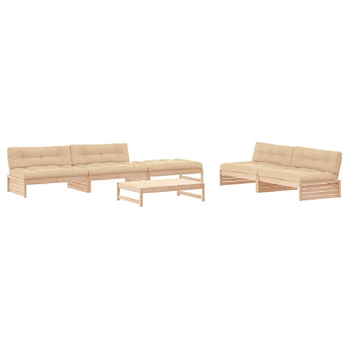 Maison Chic Salon de jardin 6 pcs + coussins - Mobilier/Meubles de jardin - Table et chaises d'extérieur bois massif -MN12872