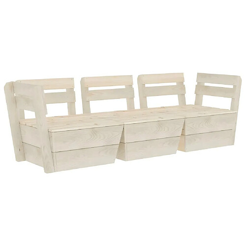 Vente-Unique Canapé palette à 3 places de jardin bois d'épicéa imprégné 02_0013288