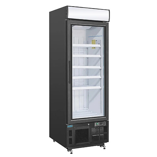 Frigo Professionnel Vitré Noir avec Caisson Lumineux Série G 412L Polar