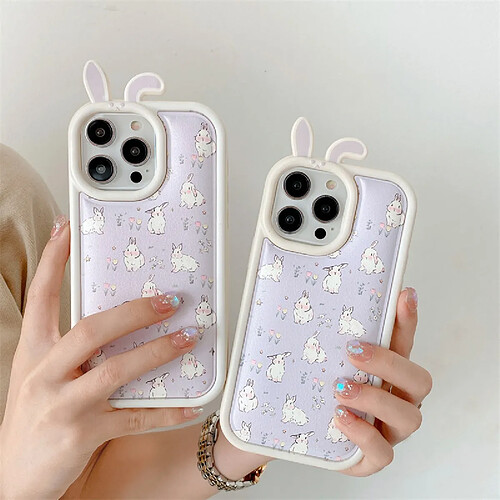 GUPBOO Étui pour iPhone13ProMax Plein écran fleur buisson lapin japonais et coréen étui pour téléphone portable fille douce