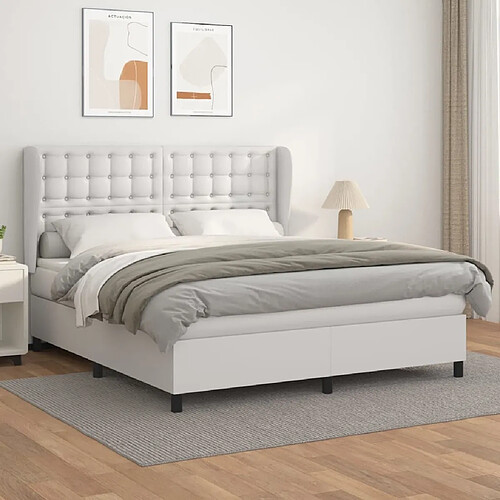 Maison Chic Lit Adulte - Lit simple Lit à sommier tapissier avec matelas moelleux - Meuble de Chambre Blanc 180x200cm Similicuir -MN56816