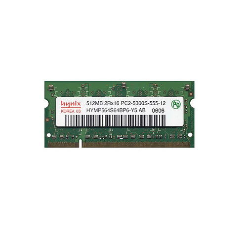 512Mo RAM PC Portable SODIMM HYNIX HYMP564S64BP6-Y5 AB DDR2 PC2-5300S 667MHz CL5 · Occasion