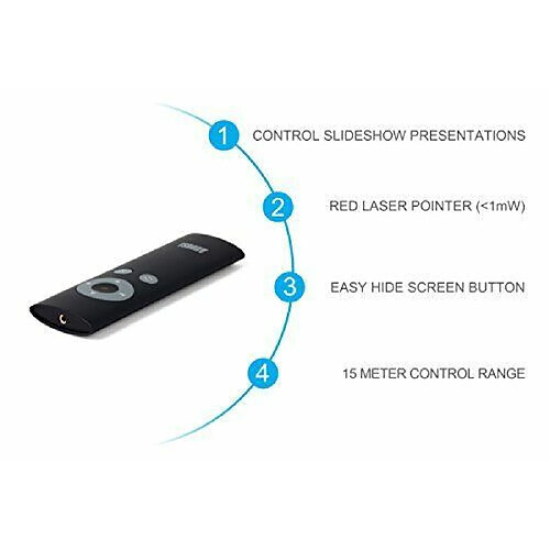 August LP200 Mini Pointeur Laser Rouge Dispositif Sans Fil Multimédia / Wireless Presenter - Télécommande de Présentation PowerPoint avec Touches Raccourcis - Portée de 15m - Pile Incluse - Compatible avec Windows 10 / 8.1 / 8 / Vista / XP / Linux / MA...