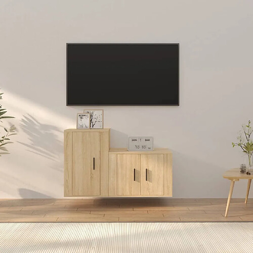 vidaXL Ensemble de meubles TV 2 pcs chêne sonoma bois d'ingénierie