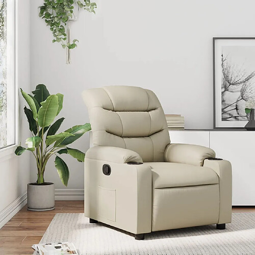 vidaXL Fauteuil inclinable Crème Similicuir