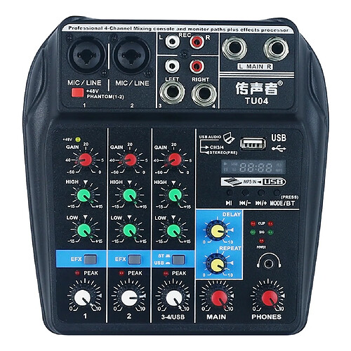 Table De Mixage Audio USB 4 Canaux Console De Mixage Carte Son Petite Table De Mixage Noir