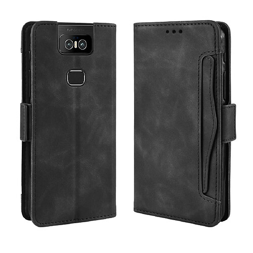 Wewoo Housse Coque Étui en cuir de style portefeuille skin veau pour Asus Zenfone 6 ZS630KLavec fente carte séparée Noir