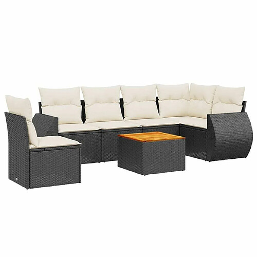 Maison Chic Ensemble Tables et chaises d'extérieur 7pcs avec coussins,Salon de jardin noir résine tressée -GKD468662