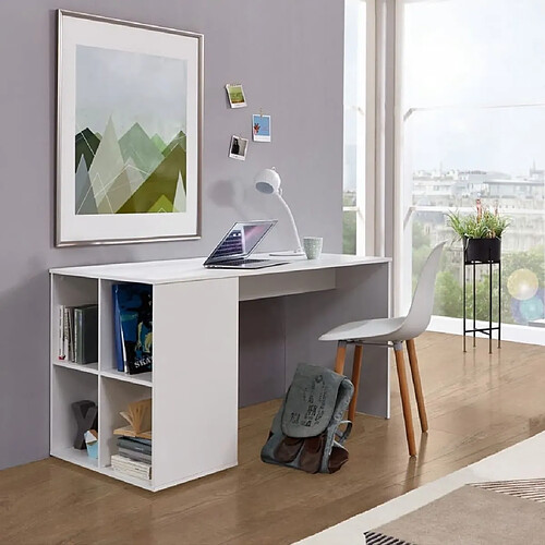 FMD Bureau avec étagères latérales 117 x 72,9 x 73,5 cm Blanc