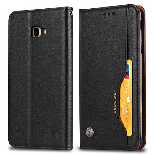 Wewoo Housse Coque Étui en cuir à rabat horizontal avec texture pour peau Galaxy J4 +avec cadre photoporte-cartes et emplacements cartes noir