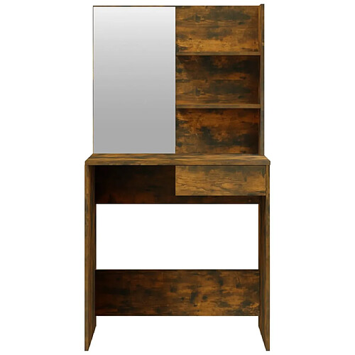 Helloshop26 Coiffeuse table de maquillage design meuble mobilier de chambre avec miroir 74,5 x 40 x 141 cm chêne fumé 02_0006354