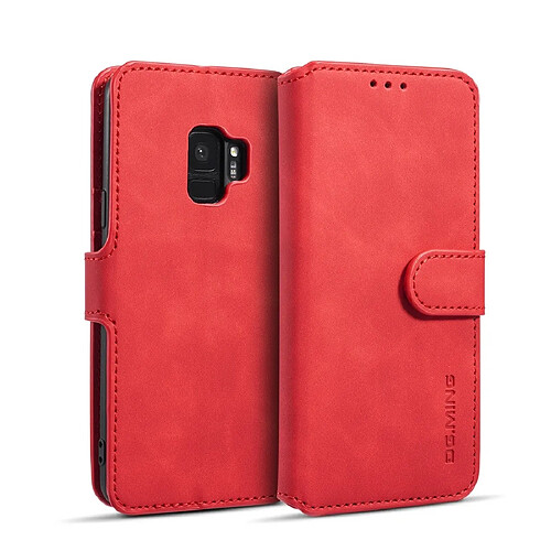 Wewoo Coque Etui à rabat Retro côté huile avec support logements pour cartes et portefeuille Galaxy S9 rouge