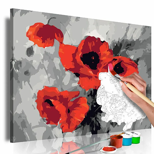 Paris Prix Tableau à Peindre Soi-Même Bouquet de Coquelicots 40x60cm