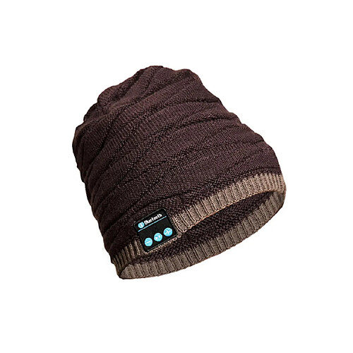 YP Select Bonnet en tricot Automne et Hiver Casual Fish Pattern Hat Appel sans fil Musique Bluetooth 5.0 Headset Hat-Marron