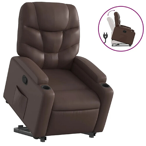 Maison Chic Fauteuil Relax pour salon, Fauteuil inclinable marron similicuir -GKD70926