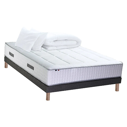 Idliterie Ensemble matelas Ressort 7 zones + sommier + oreiller + couette - FABRICATION FRANCAISE