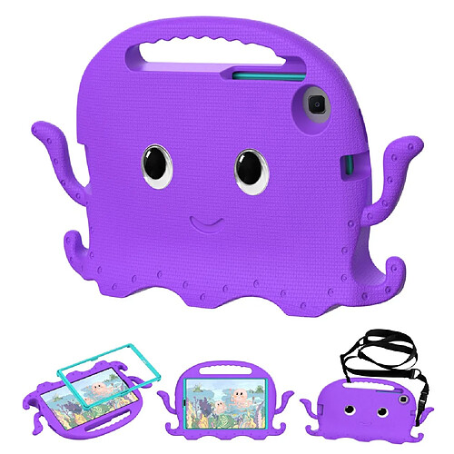 Coque en TPU avec bandoulière et fente pour stylo violet pour votre Samsung Galaxy Tab A7 Lite 8.7-pouces SM-T220/SM-T225