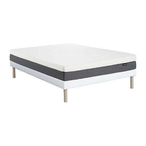 Vente-Unique Ensemble 140 x 190 cm sommier tapissier + matelas mousse HD 7 zones et accueil mémoire de forme déhoussable ép.20cm - KELIH de YSMÉE