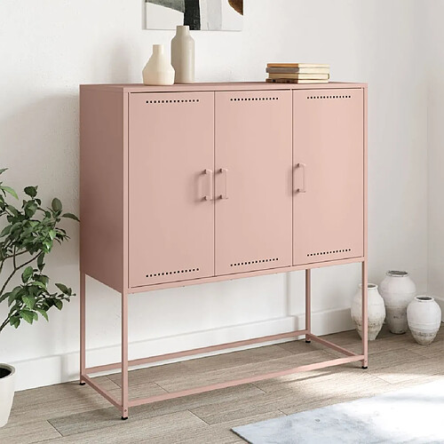 vidaXL Buffet haut rose 100,5x39x107 cm acier