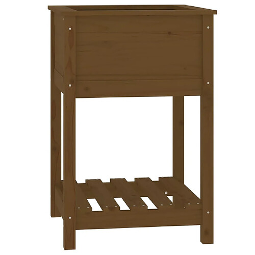 Maison Chic Jardinière,Bac à fleurs - pot de fleur avec étagère Marron miel 54x54x81 cm Bois de pin -GKD51993