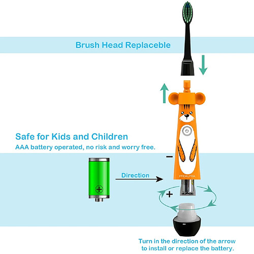 Universal Brosse à dents électrique pour enfants, micro-brosse à dents à ultrasons automatique, nettoyage des dents, brosse à dents pour enfants(Jaune)