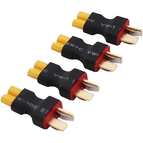 Ensemble de 4 adaptateurs XT30 femelles vers Deans T-Plug mâles - Connectivité polyvalente