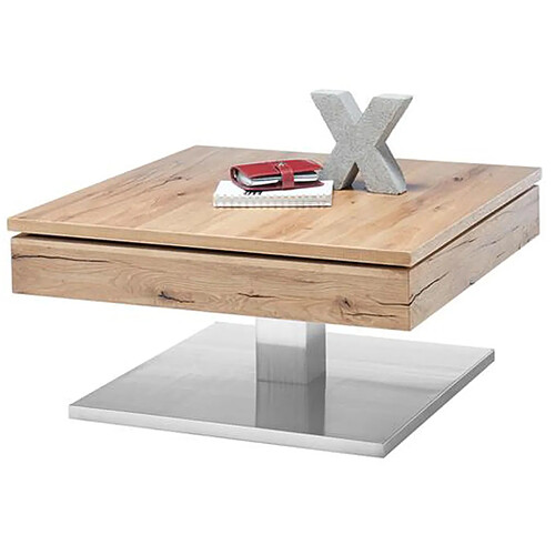 Table basse design en chêne noueux - 75 x 38 x 75 cm -PEGANE-