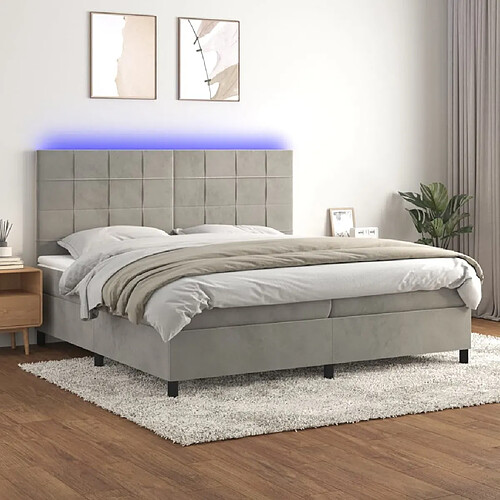 Sommier à lattes,Cadre à lattes de lit pour Adulte matelas et LED Gris clair 200x200 cm -MN22912