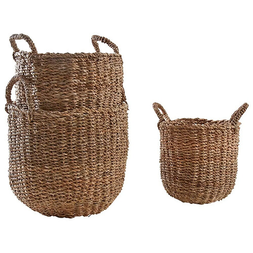 Aubry Gaspard Cache-pots en jonc naturel (Lot de 3).