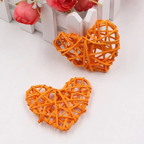 Wewoo 5 PCS 6cm Artificielle Boule De Paille BRICOLAGE Décoration Rotin Coeur De Noël Décor Maison Ornement Orange