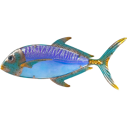 Origen Décoration murale Poisson bleu en métal 46 x 3 x 19 cm.