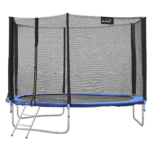 Hauki Trampoline de jardin avec filet de sécurité et échelle set complet bleu Ø 305 cm