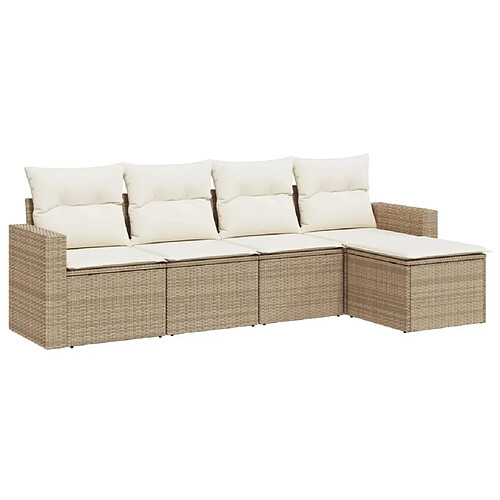 Maison Chic Salon de jardin avec coussins 5 pcs | Ensemble de Table et chaises | Mobilier d'Extérieur beige résine tressée -GKD47901