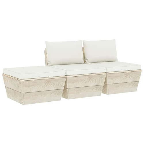 Maison Chic Salon de jardin palette 3 pcs avec coussins - Table et chaises d'extérieur - Mobilier/Meubles de jardin Moderne épicéa imprégné -MN53297