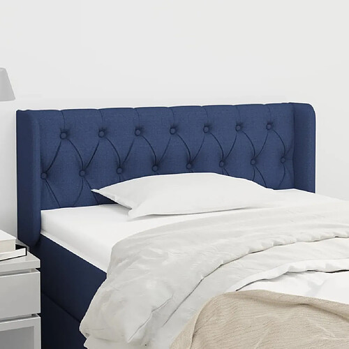 Maison Chic Tête de lit scandinave avec oreilles,meuble de chambre Bleu 93x16x78/88 cm Tissu -MN69689