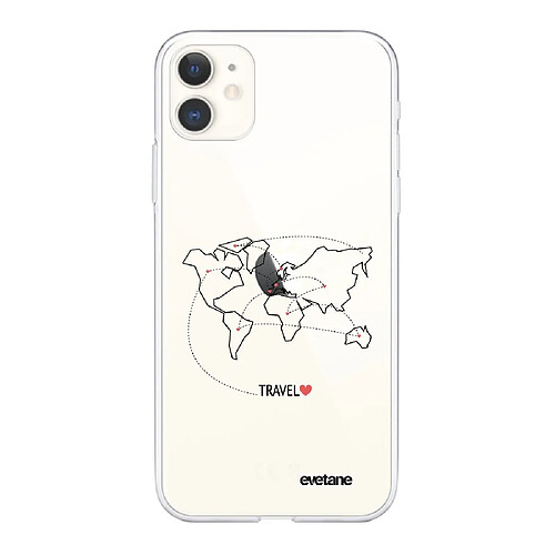 Coque iPhone 11 souple transparente Travel Motif Ecriture Tendance Evetane.