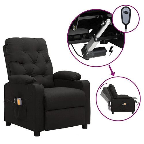 vidaXL Fauteuil électrique de massage Noir Tissu