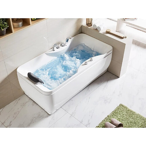 Vente-Unique Baignoire balnéo blanche - 1 place - 140L - 150 x 75 x 54,5 cm - Angle droit - GAVINO