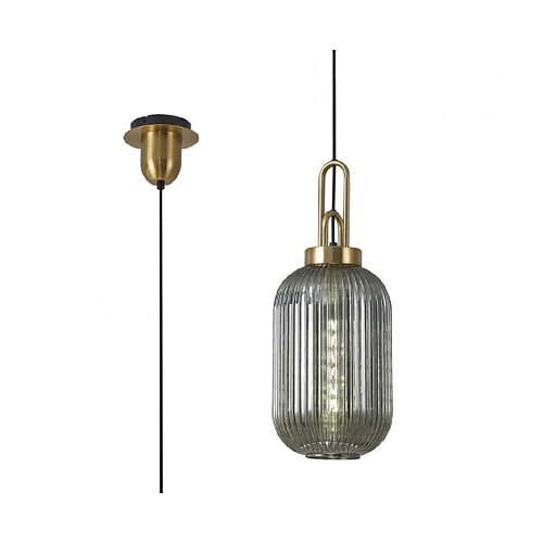 Luminaire Center Suspension design 1 ampoule Fumé,Laiton