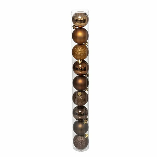 Lot de 9 Boules de Noël Colorama 6cm Bronze