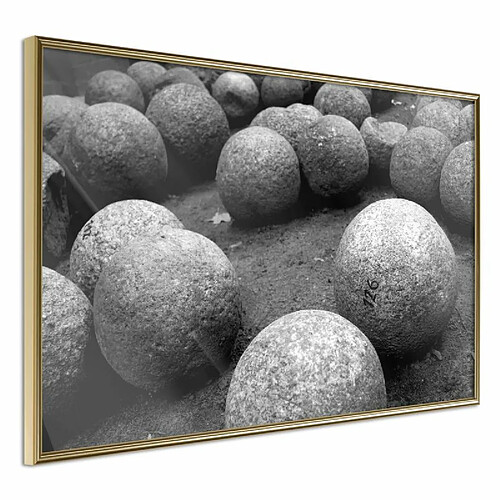 Paris Prix Affiche Murale Encadrée Stone Spheres 90 x 60 cm Or