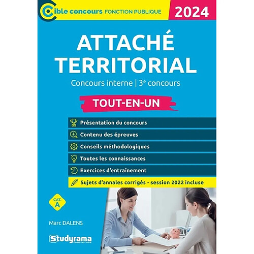 Attaché territorial, concours interne, 3e concours : cat. A : tout-en-un, 2024