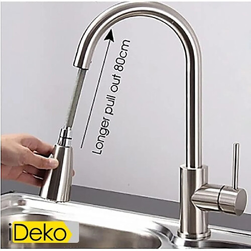 iDeko® Robinet Mitigeur de cuisine Robinet de cuisine Contemporain Avec spray démontable Laiton Nickel brossé