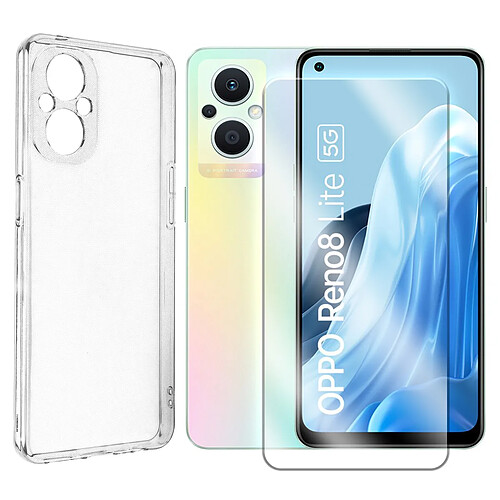 Visiodirect Coque souple silicone de protection transparent + verre trempé pour Oppo Reno 8 Lite 5G 6.43"