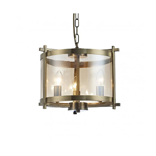 Luminaire Center Suspension Nolan Laiton antique 3 ampoules 47cm