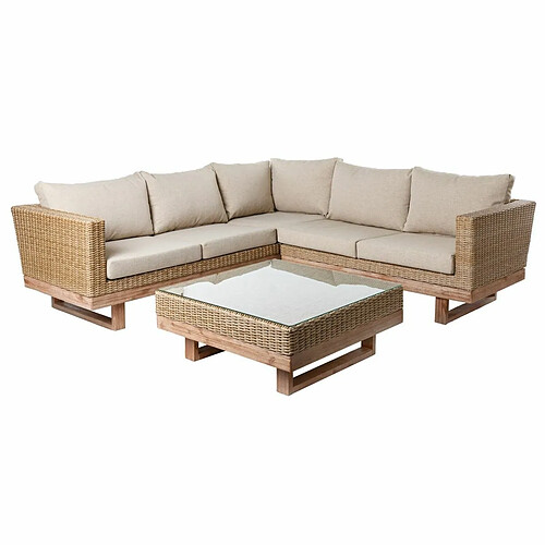 BigBuy Outdoor Canapé de jardin Patsy Bois Rotin 235 x 230 x 64,5 cm