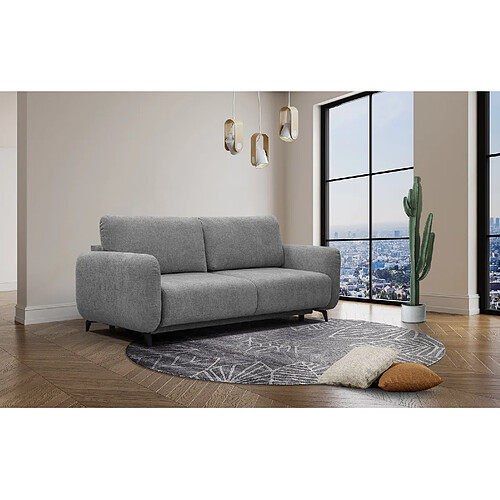 Courtois Laville Canapé convertible 3 places tissu gris - DRAKE