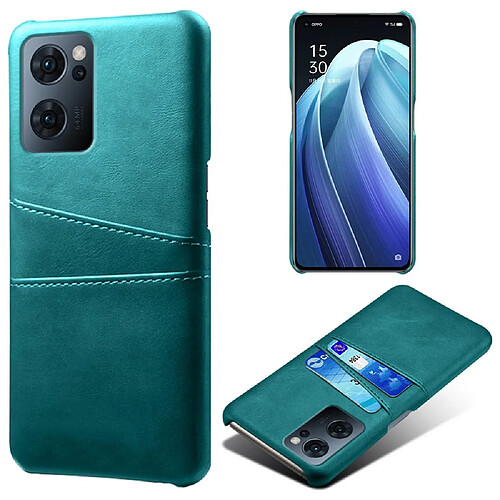 Coque en TPU + PU avec porte-cartes, vert pour votre Oppo Reno7 5G (Global)