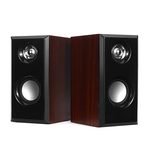 Universal Haut-parleurs câblés Computer Wood Subwoofer Haut-parleurs avec basses de 3,5 mm Stéréo pour ordinateurs portables pour ordinateurs portable ordinateur portable Musique | Haut-parleurs portables (acajou)