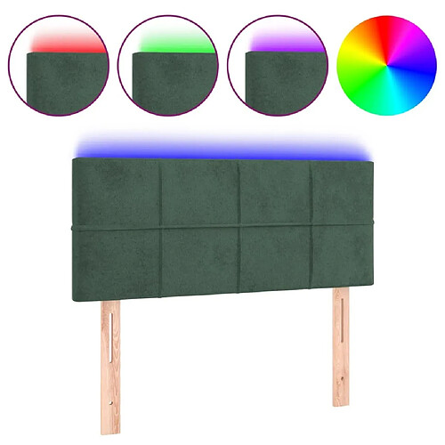 Maison Chic Tête de lit moderne à LED lumineuse pour chambre - Décoration de lit Vert foncé 100x5x78/88 cm Velours -MN60477